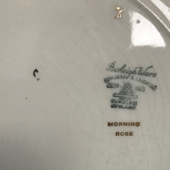 Vintage Burleigh Ware Burgess & Leigh China Burslem England Morning Rose Plate - Picture 6 of 6